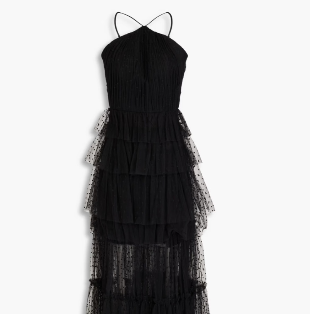 ZAC POSEN Tiered point d'esprit gown Polka Dot $795 NWT - Picture 4 of 5